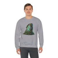Othala Rune Ancient Stone Sweatshirt - Heavy Blend Cotton Polyester Crewneck - Unisex White