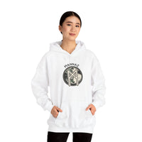 Mannaz Rune Symbol Graphic Hoodie - Heavy Blend Fleece Pullover - Unisex White