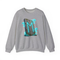 Ehwaz Rune Spirit Horse Sweatshirt - Heavy Blend Classic Fit Crewneck - Unisex White