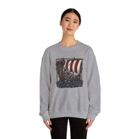 Viking Berserker Dogs Longship Prow Sweatshirt - Heavy Blend Cotton Poly Crewneck - Unisex White