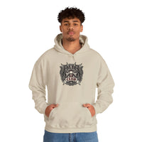 Band Crest Heavy Metal Rocker Cats Hoodie - Heavyweight Cotton Blend Classic Fit - Unisex White