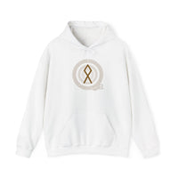 Othala Rune Norse Symbol Hoodie - Heavyweight Fleece Pullover - Unisex White