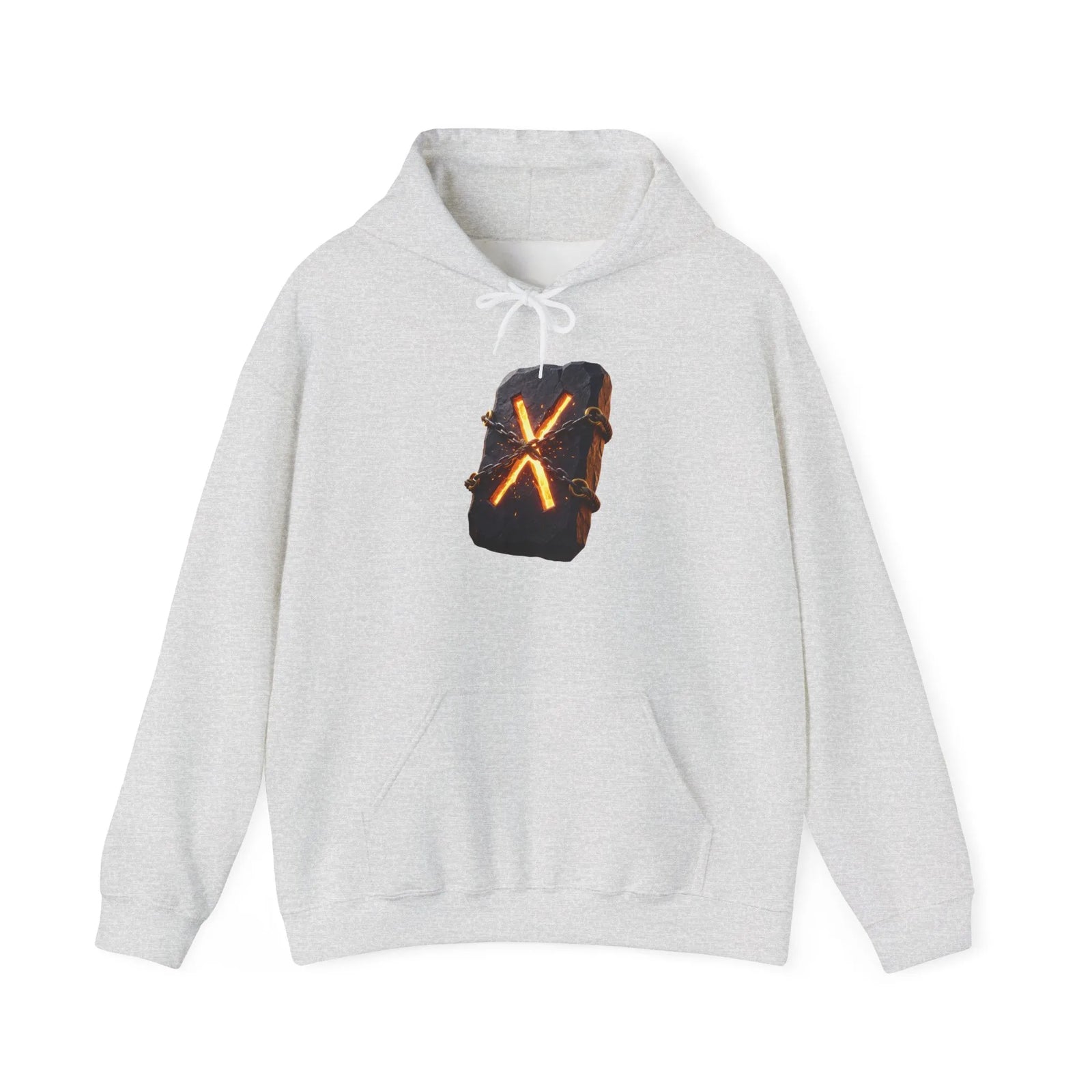 Gebo Rune Symbol Hoodie - Cozy Cotton Blend Fleece Pullover - Unisex White