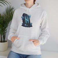 Hagalaz Rune Stone Graphic Hoodie - Heavy Blend Fleece Pullover - Unisex White