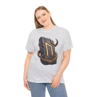Uruz Rune Wild Ox Strength T-Shirt - Heavy Cotton Classic Fit Tee - Unisex White