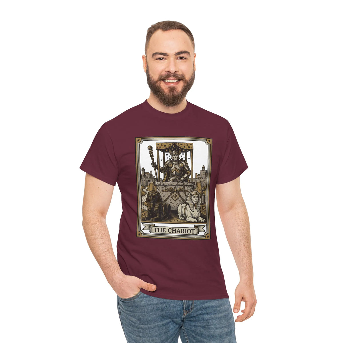 The Chariot Tarot Card T-Shirt - Heavy Cotton Classic Fit Tee - Unisex White