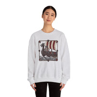 Longship Prow Viking Berserker Cats Sweatshirt - Heavyweight Cotton Blend Crewneck - Unisex White