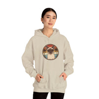 Siamese Cat Retro Sunset Aviator Hoodie - Heavy Blend Fleece Pullover - Unisex White
