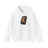Gebo Rune Symbol Hoodie - Cozy Cotton Blend Fleece Pullover - Unisex White