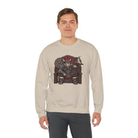 Viking Berserker Cats Graphic Sweatshirt - Heavy Blend Classic Fit Crewneck - Unisex White