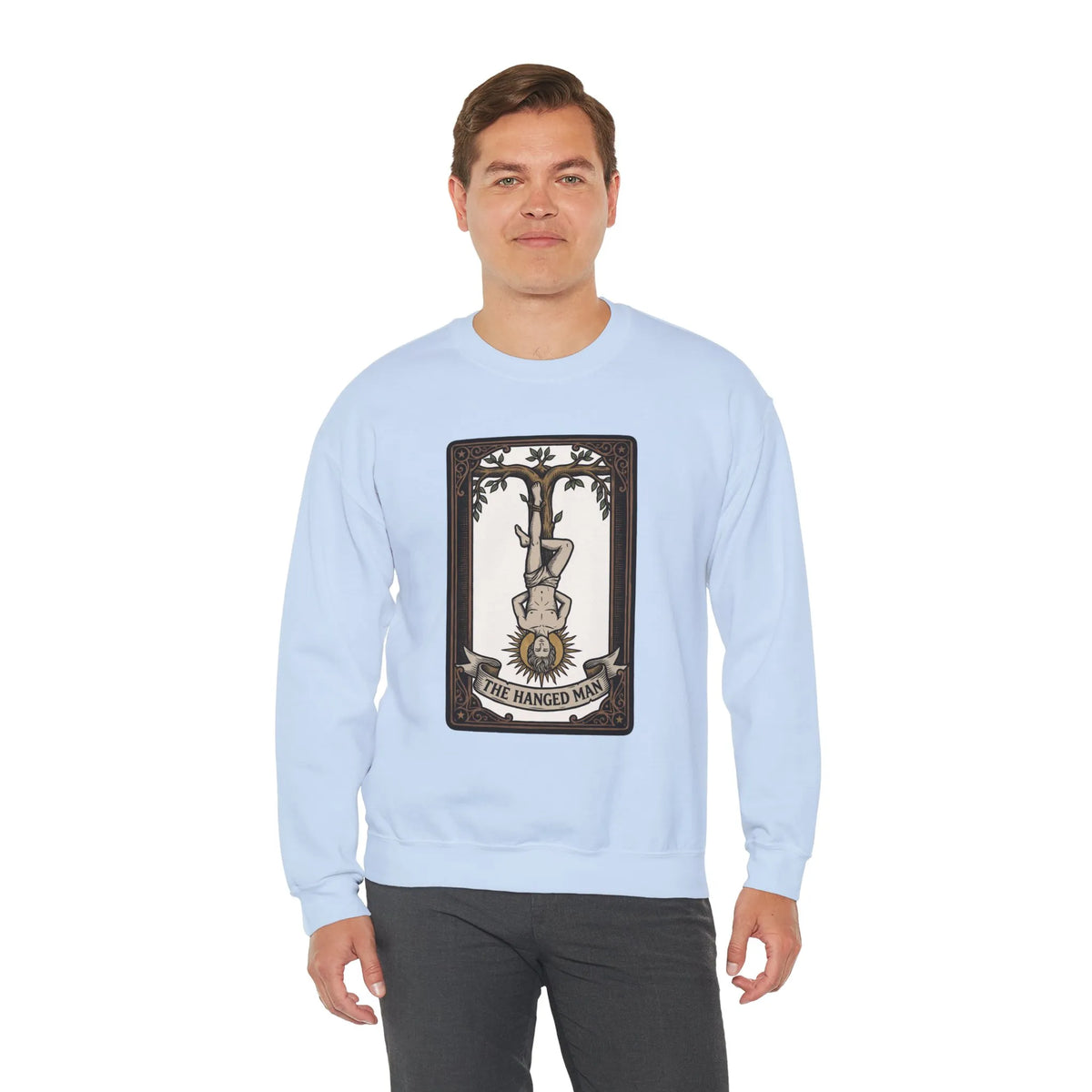 The Hanged Man Tarot Card Sweatshirt - Soft Fleece Classic Fit Crewneck - Unisex Off White