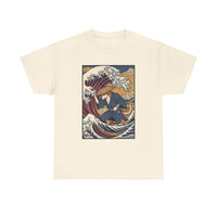 Ronin and the Wave Ukiyo-e T-Shirt - Heavy Cotton Classic Fit Tee - Unisex Off White