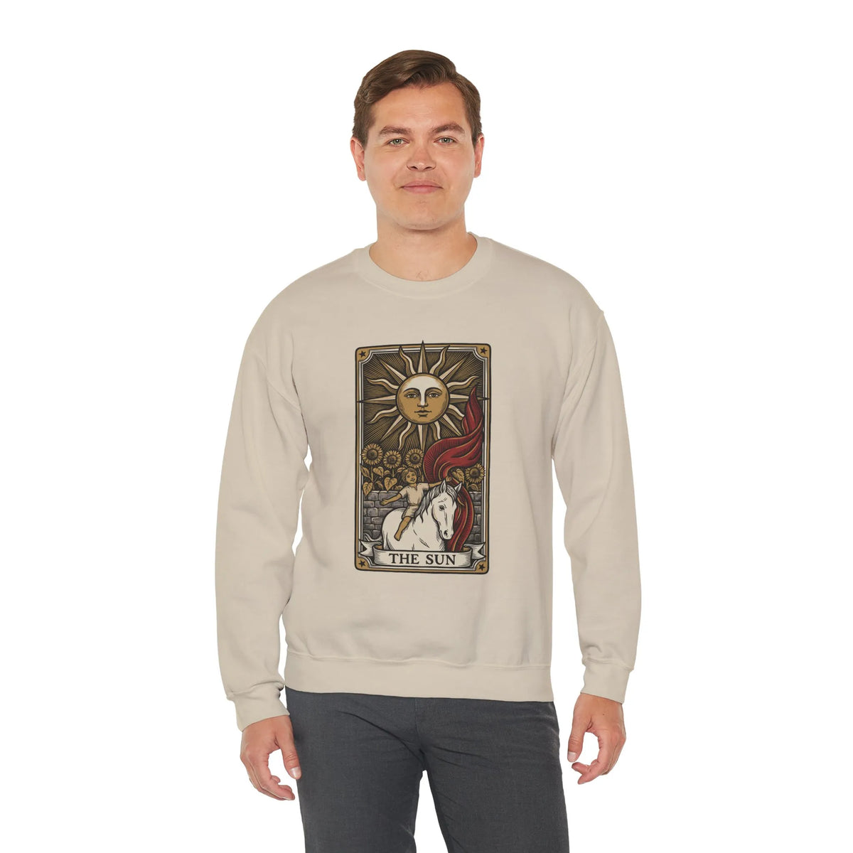 The Sun Tarot Card Sweatshirt - Heavy Blend Fleece Crewneck - Unisex White