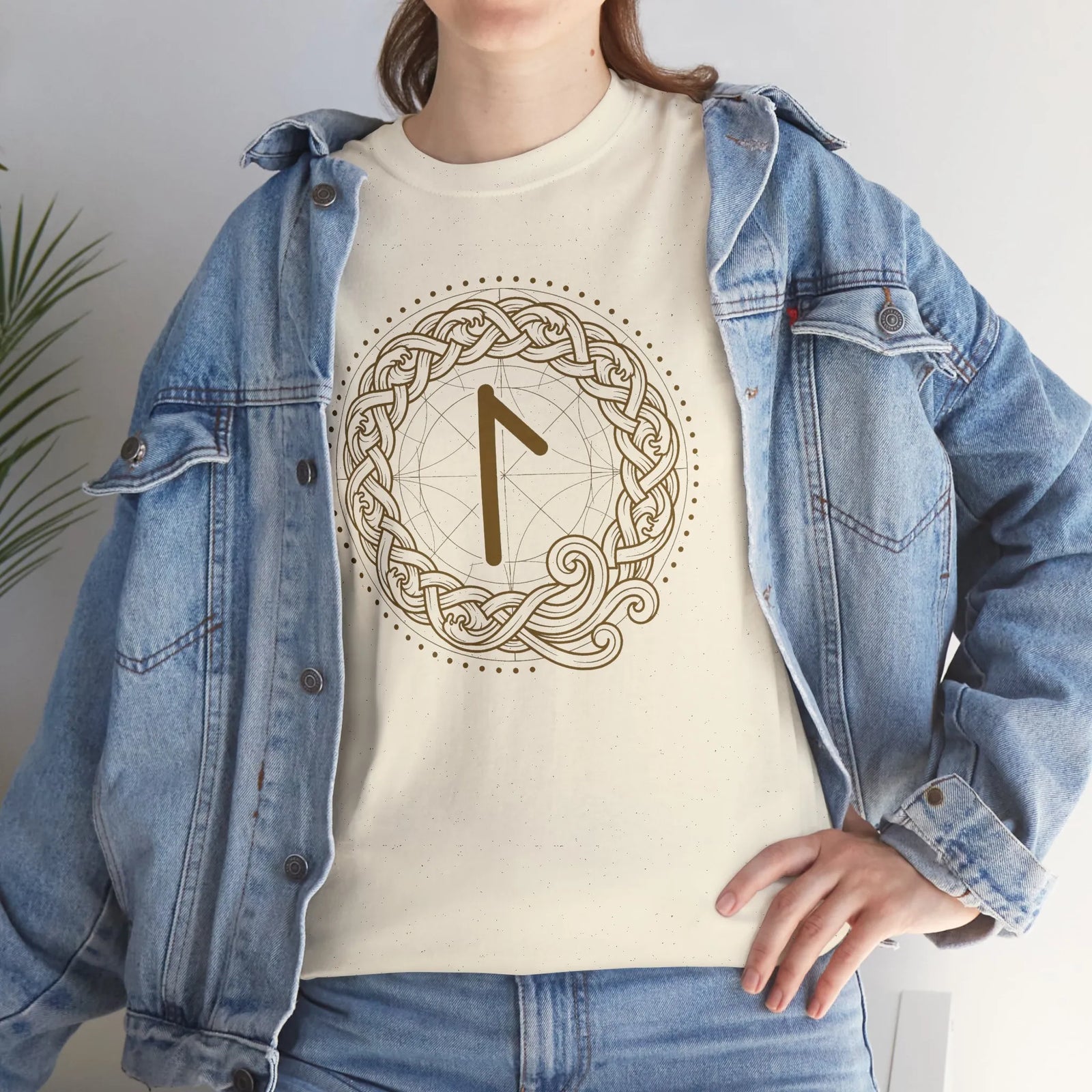 Laguz Rune Norse Knotwork T-Shirt - Heavy Cotton Classic Fit Tee - Unisex White