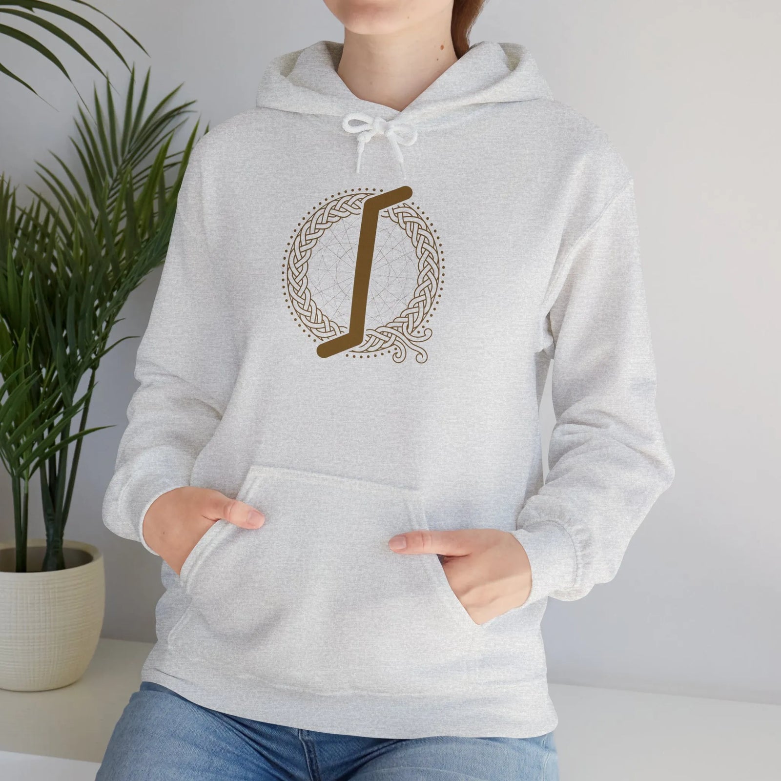Eihwaz Rune World Tree Graphic Hoodie - Heavy Blend Fleece Pullover - Unisex White