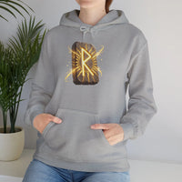 Raido Rune Journey Wheel Hoodie - Soft Cotton Blend Pullover Hooded - Unisex White