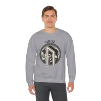 Uruz Rune Bull Norse Mythology Sweatshirt - Heavy Blend Cotton Poly Crewneck - Unisex White