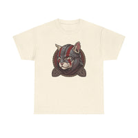 Viking Berserker Cat Graphic T-Shirt - Heavyweight Cotton Classic Fit Tee - Unisex White