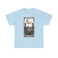 Moonlight Wolves Tarot Graphic T-Shirt - Heavy Cotton Classic Fit Crewneck - Unisex White