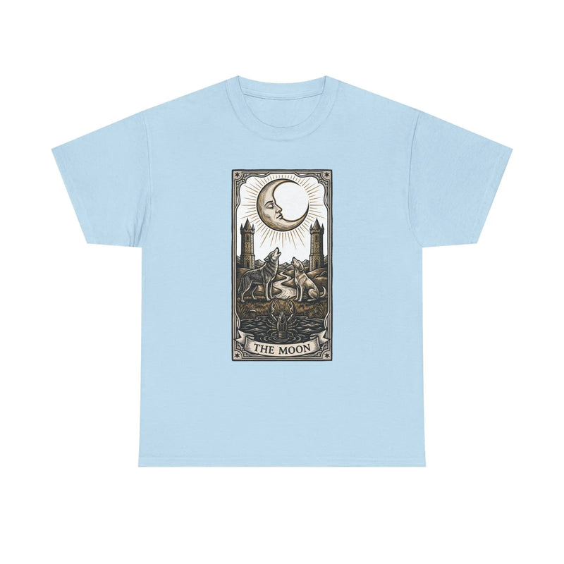 Moonlight Wolves Tarot Graphic T-Shirt - Heavy Cotton Classic Fit Crewneck - Unisex White