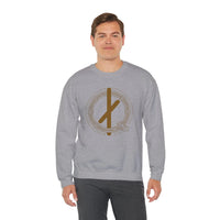 ᚾ Nauthiz Runic Design Sweatshirt - Heavy Blend Crewneck Fleece - Unisex White