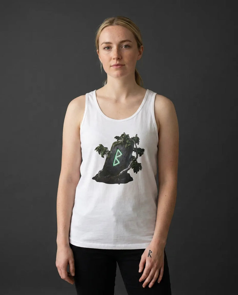 Berkana Rune Birch Earth Mother Tank Top - Soft Airlume Cotton Jersey - Unisex White