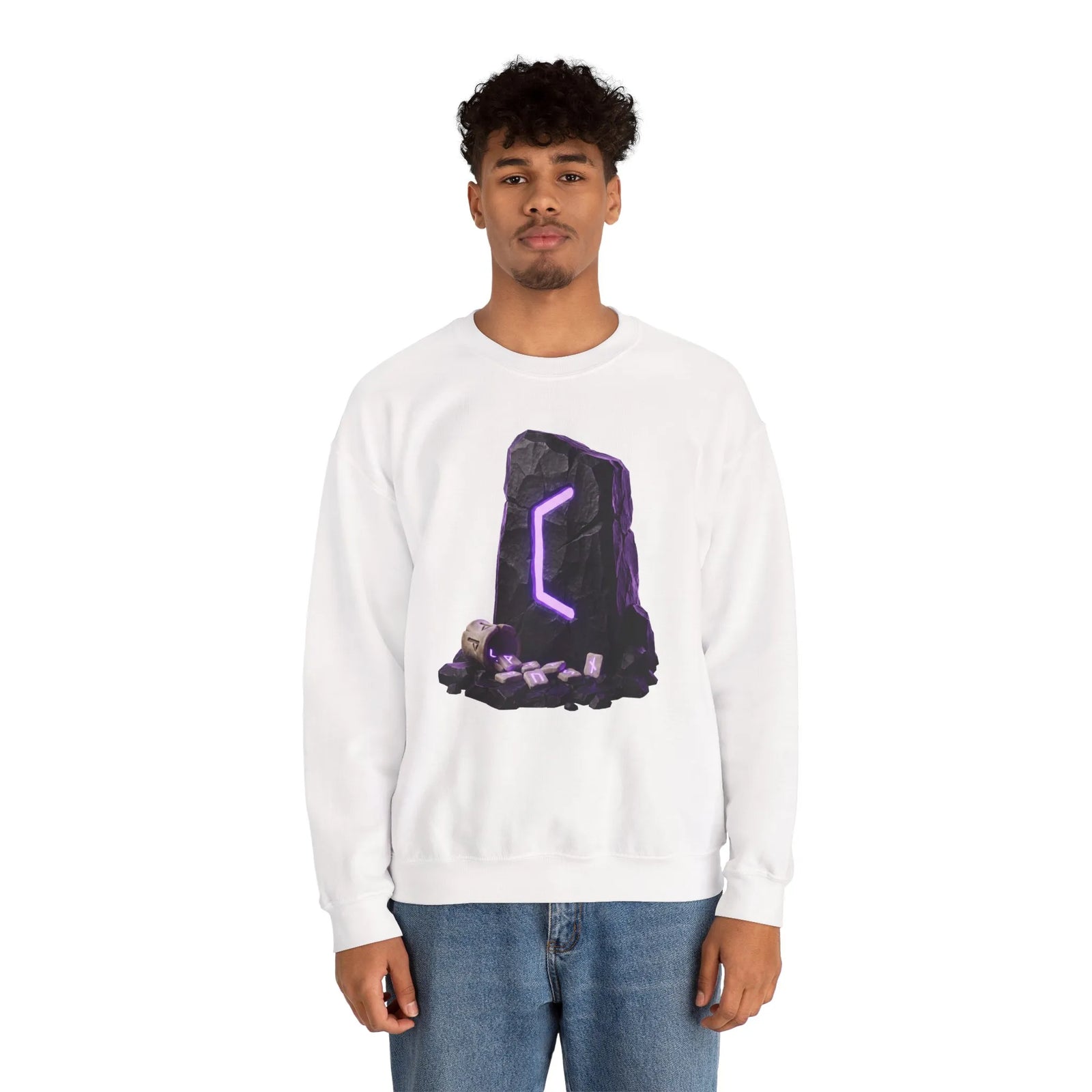 Perthro Rune Mystery Sweatshirt - Durable Cotton Poly Blend Crewneck - Unisex White