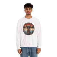 Doberman 70s Sunset Aviators Sweatshirt - Heavy Blend Fleece Crewneck - Unisex White
