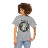 Wunjo Rune Joy Celebration T-Shirt - Heavy Cotton Classic Fit Crewneck - Unisex White