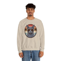 Russian Blue Cat Aviator Sunglasses Sweatshirt - Heavy Blend Fleece Crewneck - Unisex White