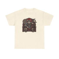 Viking Berserker Cat Graphic T-Shirt - Heavyweight 100% Cotton Classic Tee - Unisex White