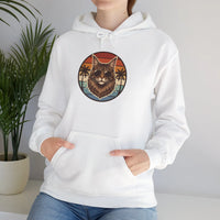 Maine Coon Cat Aviators Sunset Hoodie - Cozy Fleece Blend Pullover - Unisex White