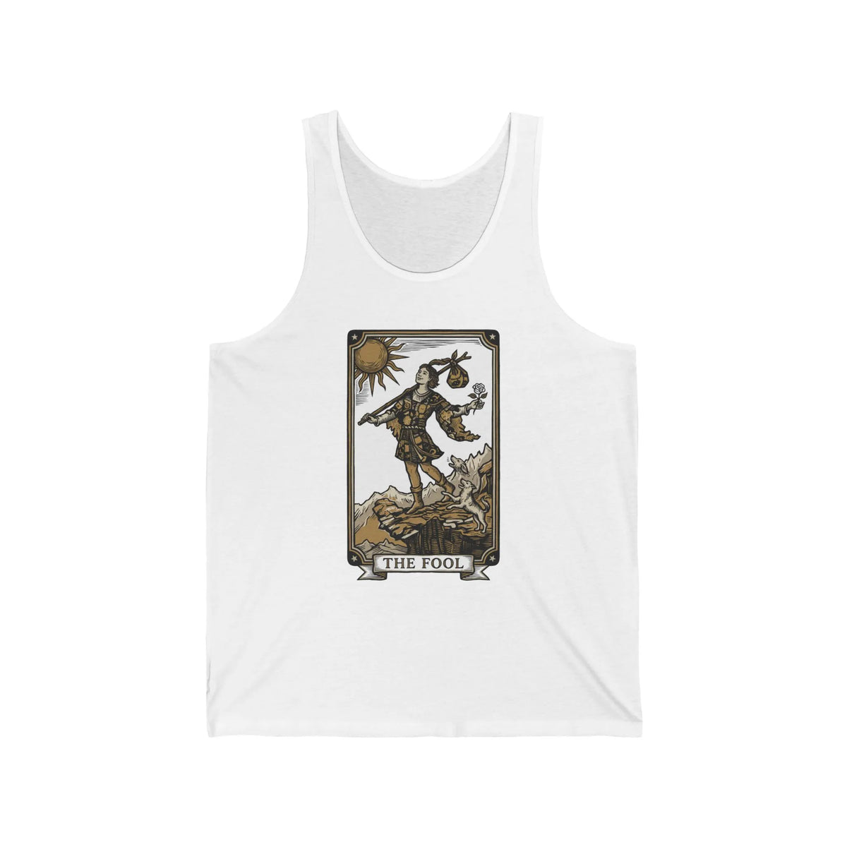 The Fool Tarot Card Tank Top - Lightweight Airlume Cotton Jersey - Unisex Athletic Heather