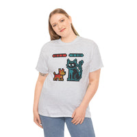 8-Bit Pixel Gaming Dogs Boss Fight T-Shirt - Heavyweight 100% Cotton Classic Fit - Unisex White