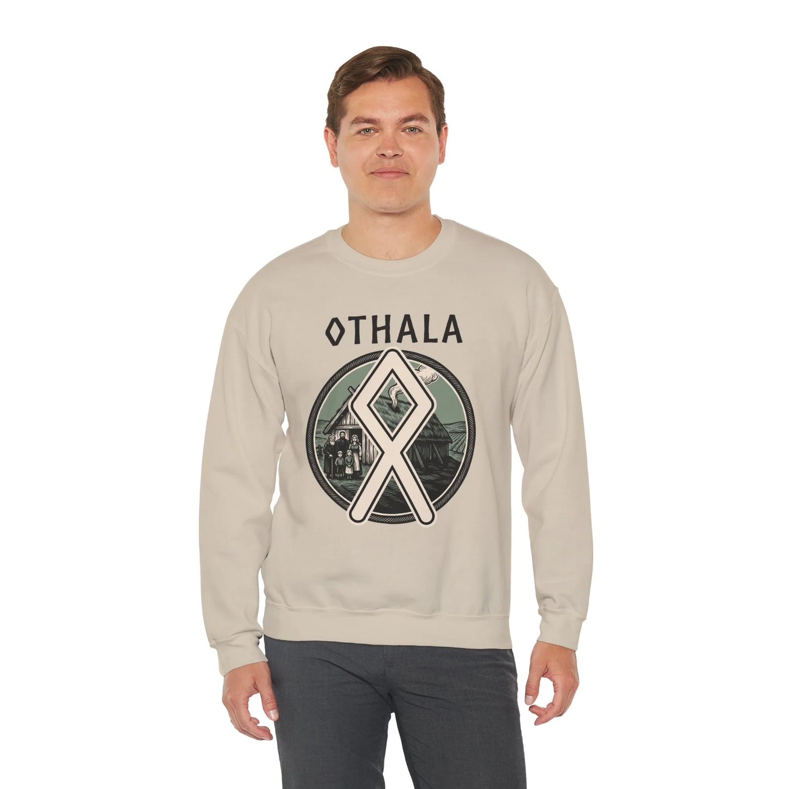 Othala Rune Inheritance Sweatshirt - Heavy Blend Crewneck Fleece - Unisex White