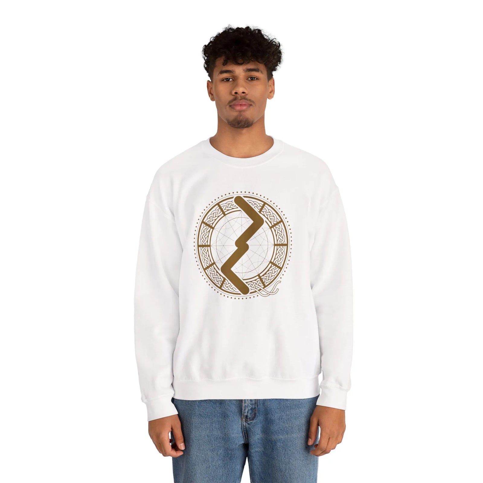 Jera Harvest Rune Sweatshirt - Heavy Cotton Blend Crewneck - Unisex White