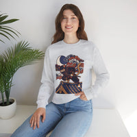Ninja Cat Ukiyo-e Samurai Sweatshirt - Soft Heavyweight Fleece Crewneck - Unisex White