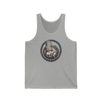 Norse Runestone Wolf Woodcut Tank Top - Lightweight Jersey Retail Fit Tank - Unisex Athletic Heather