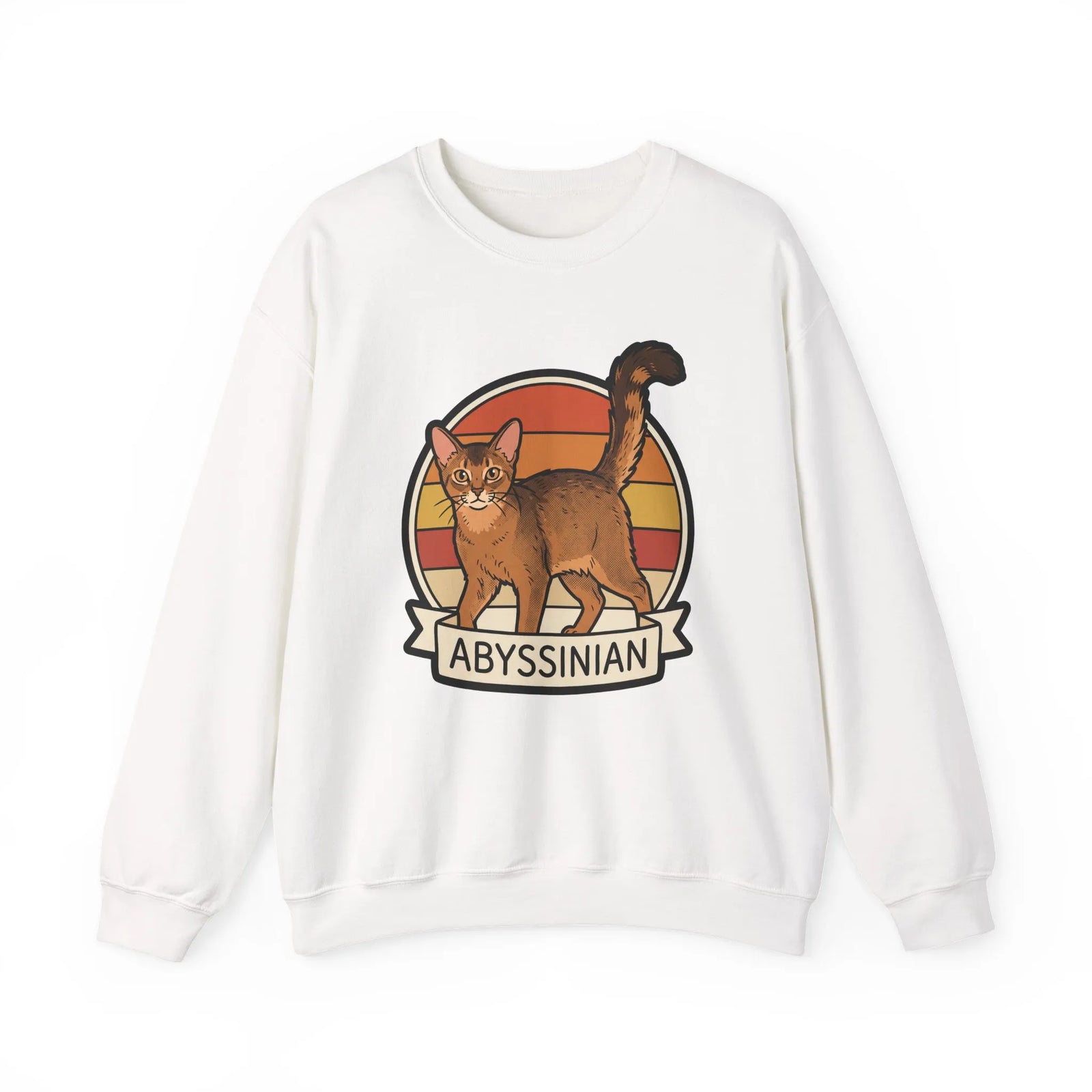 Abyssinian Retro 70s Sunset Sweatshirt - Heavy Blend Classic Crewneck - Unisex White