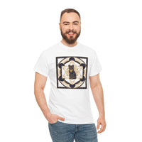 Metatron's Cat Sacred Geometry T-Shirt - Heavyweight Cotton Classic Fit Tee - Unisex White