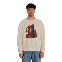 Nauthiz Rune Need-Fire Graphic Sweatshirt - Heavy Blend Crewneck Fleece - Unisex White
