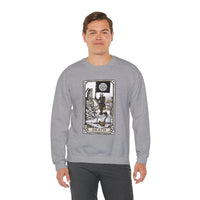 Tarot Death Card Graphic Sweatshirt - Heavy Blend Classic Fit Crewneck - Unisex White