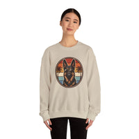 German Shepherd 70s Sunset Aviators Sweatshirt - Heavy Blend Cotton-Poly Crewneck - Unisex White