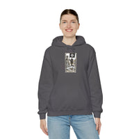 Death Tarot Card Graphic Hoodie - Medium-Heavy Cotton-Poly Blend Pullover - Unisex White
