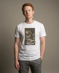 The Hermit Tarot T-Shirt - Medium Weight Cotton Classic Tee - Unisex White