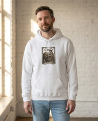 Strength Tarot Card Graphic Hoodie - Heavy Blend Fleece Pullover - Unisex White