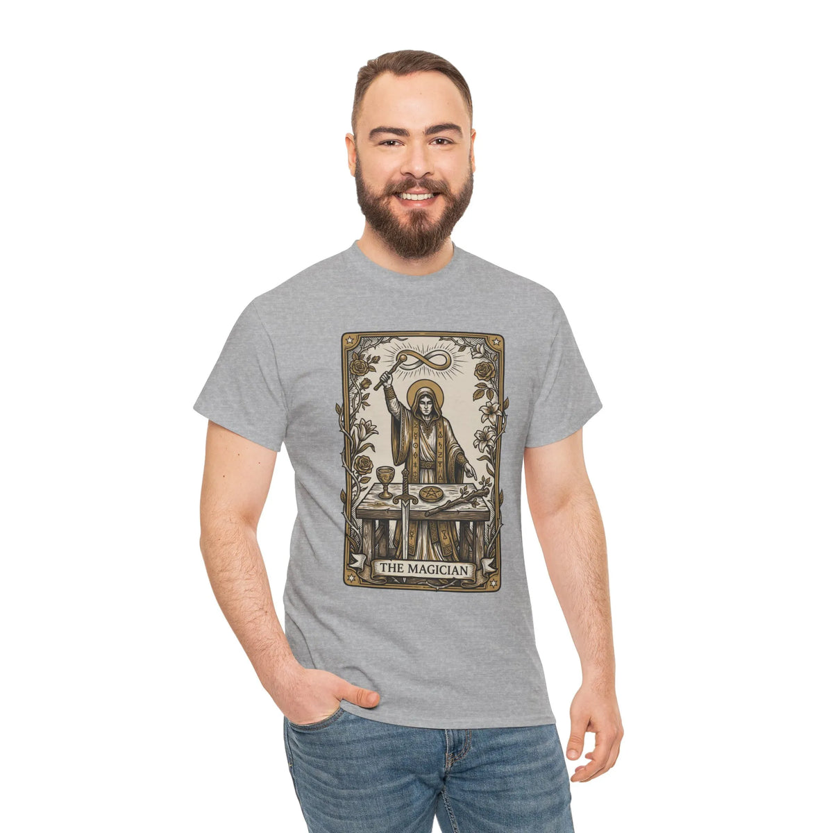The Magician Tarot Card T-Shirt - Heavyweight 100% Cotton Classic Tee - Unisex White