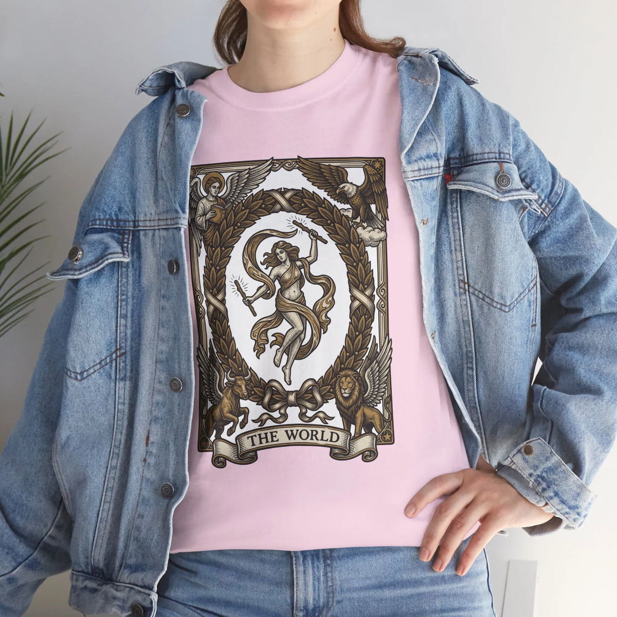 The World Tarot Card Graphic T-Shirt - Heavy Cotton Classic Fit Tee - Unisex White