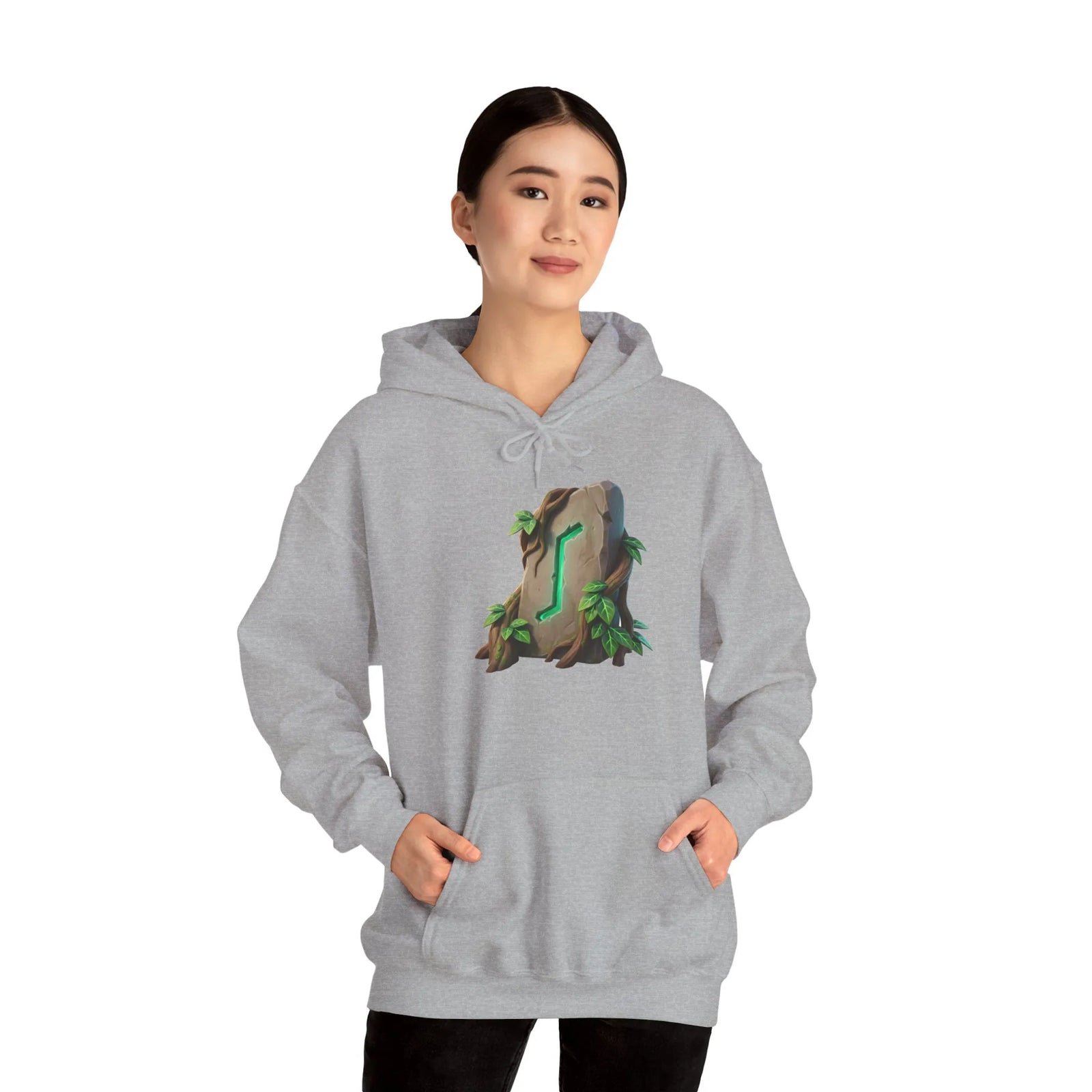 Eihwaz Rune Yggdrasil Tree Hoodie - Cozy Fleece Cotton Blend Pullover - Unisex White S-5XL
