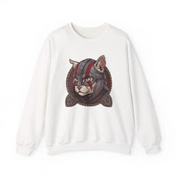 Viking Berserker Cat Graphic Sweatshirt - Heavy Blend Fleece Crewneck - Unisex White